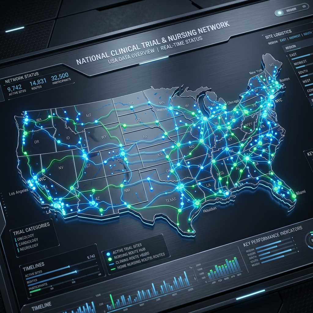 National Clinical Trial & Home Nursing Coverage Map